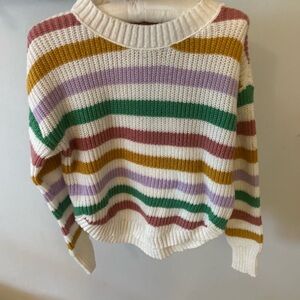 SO Women's Striped Sweater - Green, Purple, Gold, and Cream